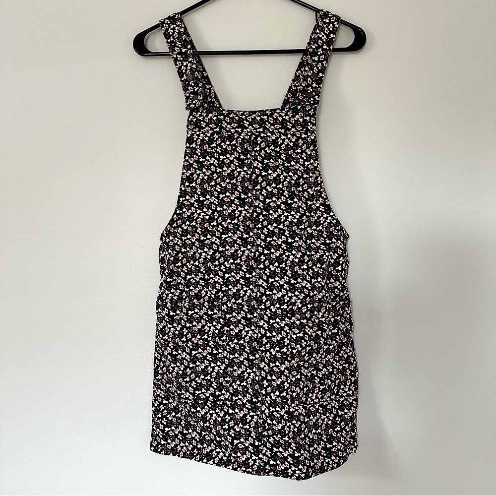 Floral Black and Pink Women's overall jumper Dress